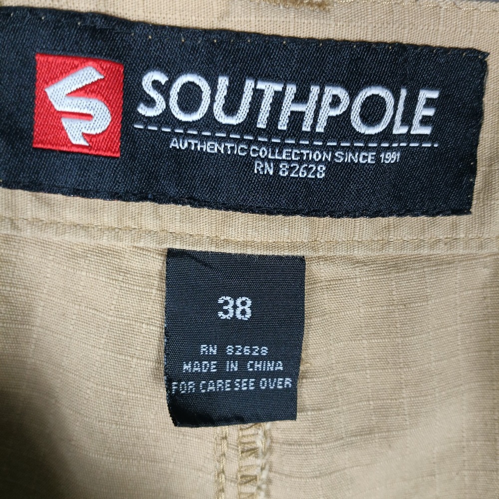 Southpole Cargo Shorts Mens 38 Tan Ripstop Baggy Y2K Utility Streetwear Khaki - Picture 2 of 9